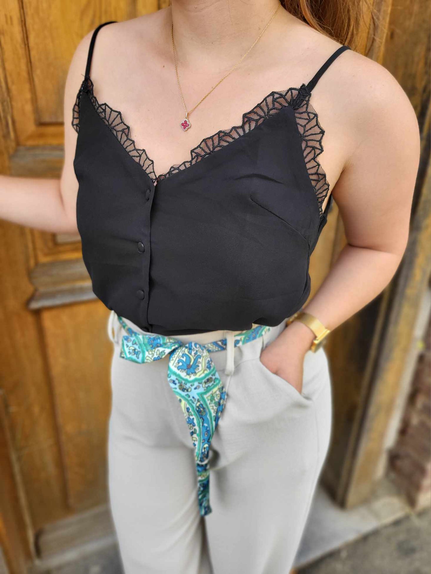 Débardeur dentelle noir