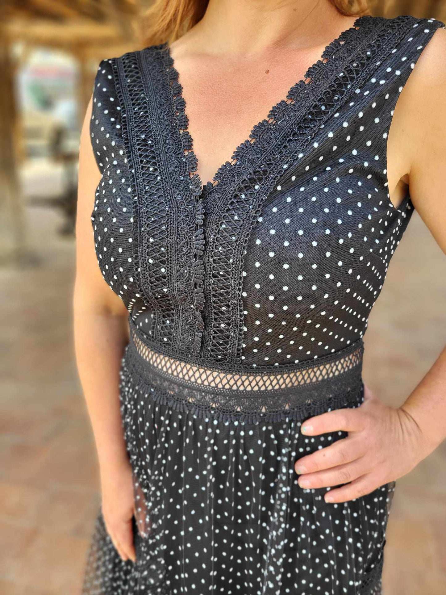 Robe longue dentelle noir