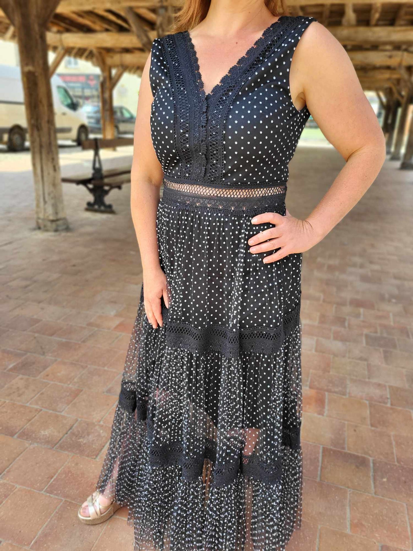 Robe longue dentelle noir