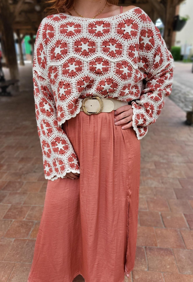 Pull crochet terracotta