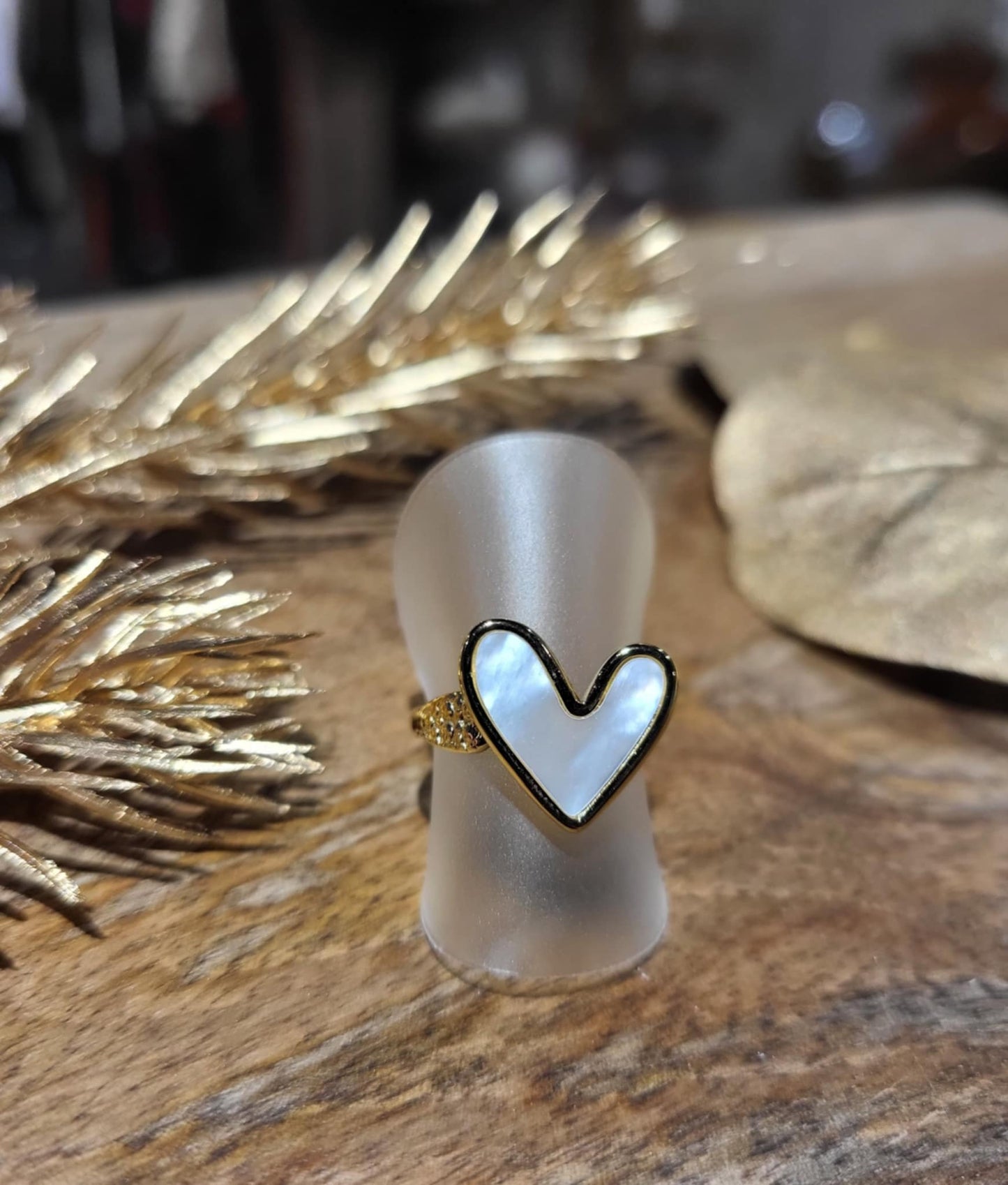 Bague coeur et nacre