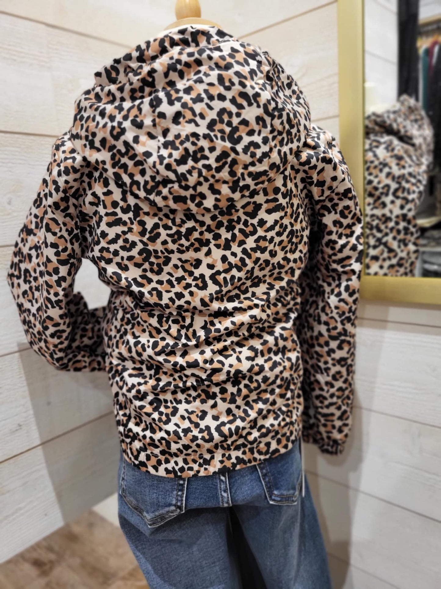 Parka fille beige et léopard