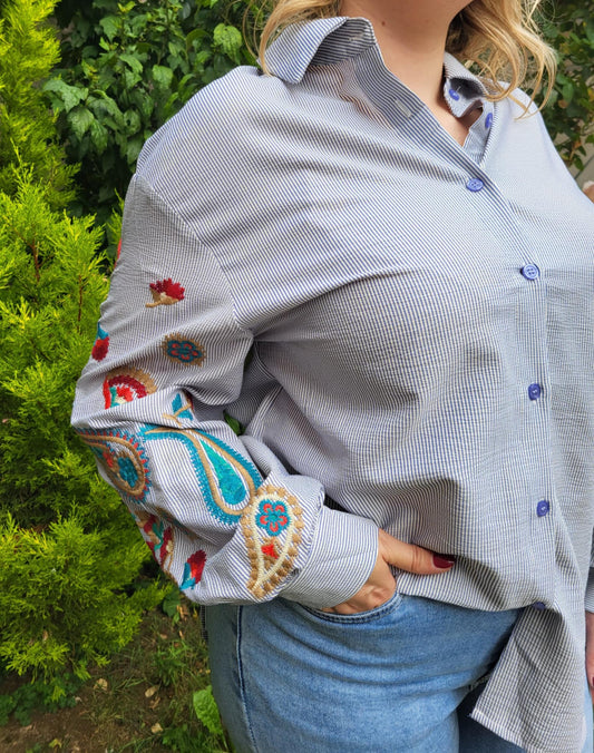 Chemise rayée bleue