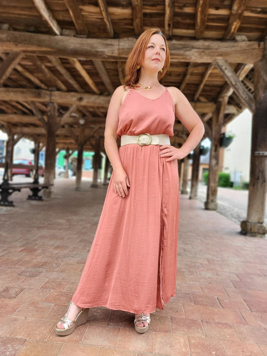 Robe satinée terracotta