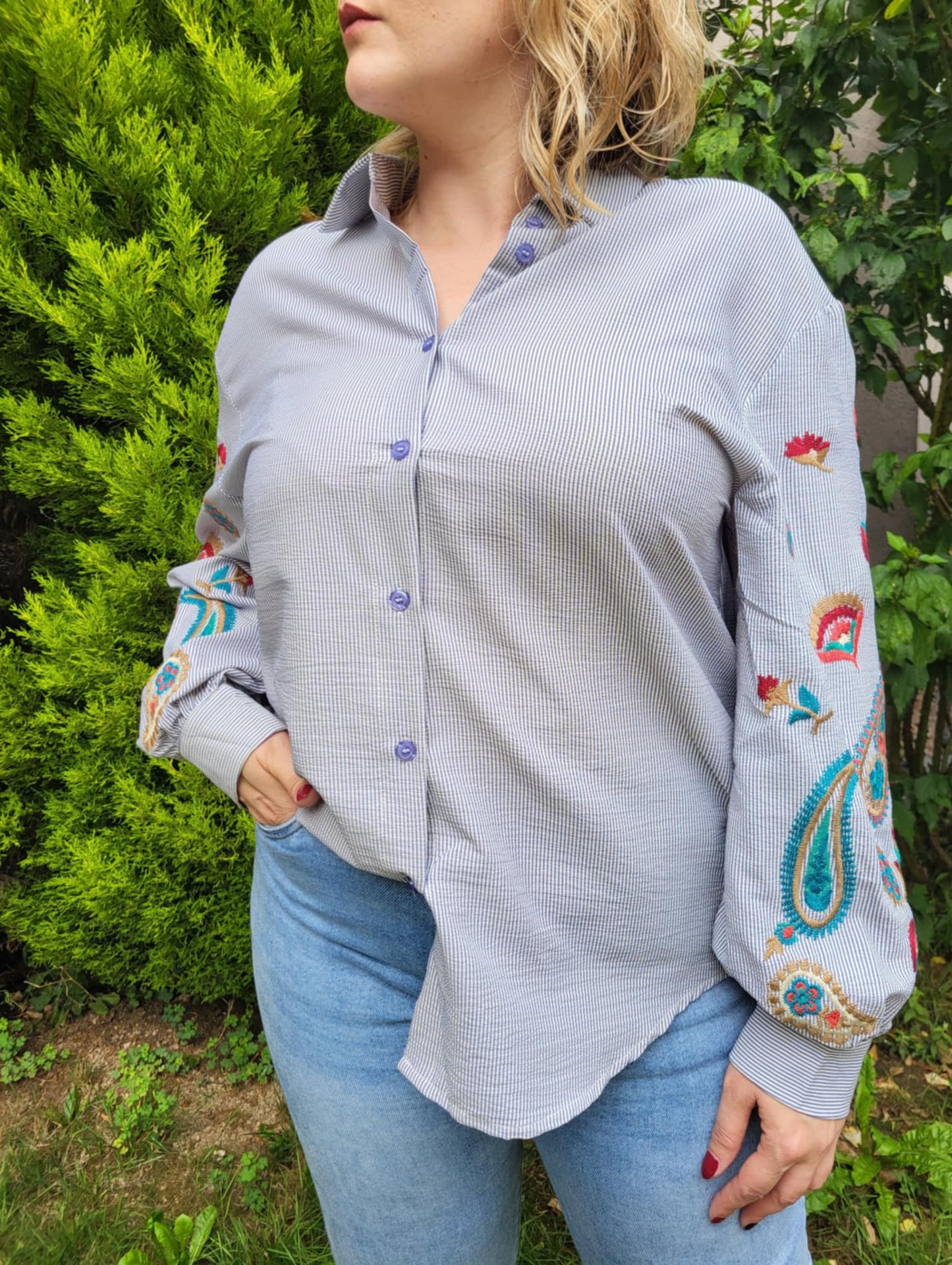 Chemise rayée bleue