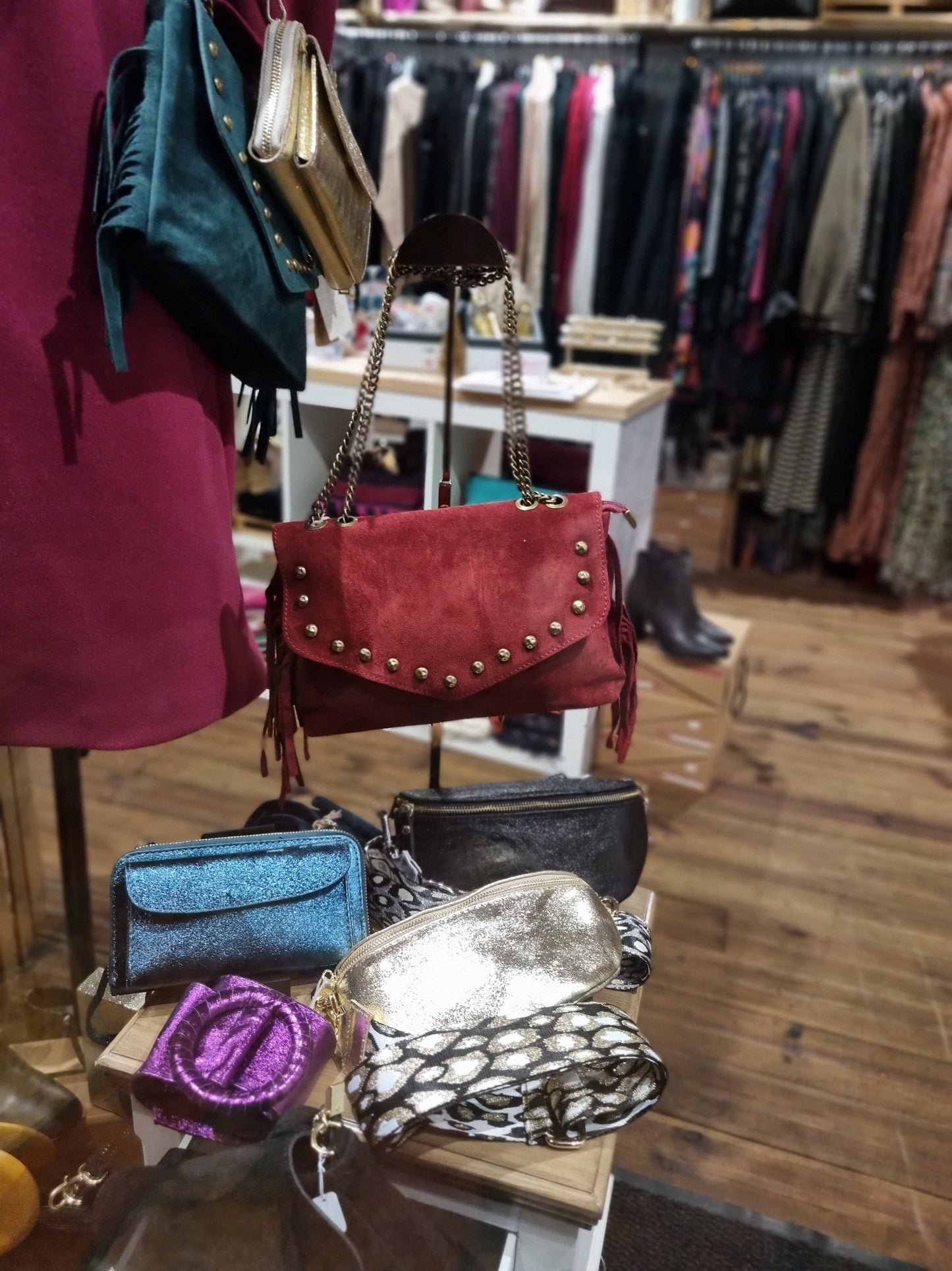 Sac croute de cuir Bleu Pétrole