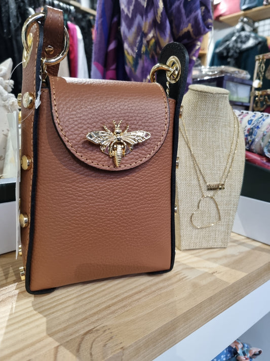Pochette cuir Camel