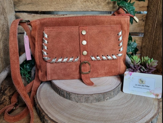 Sac croûte de cuir terracota